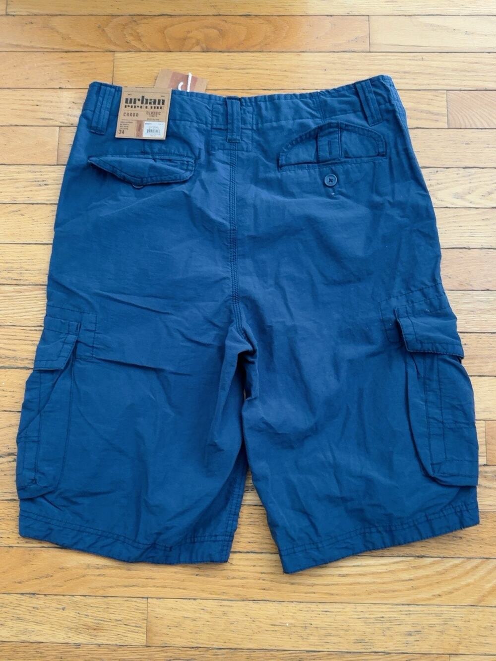 Urban Pipeline Cargo Shorts Mens 34 Blue Y2K Utility Long Baggy NWT Cotton Blend
